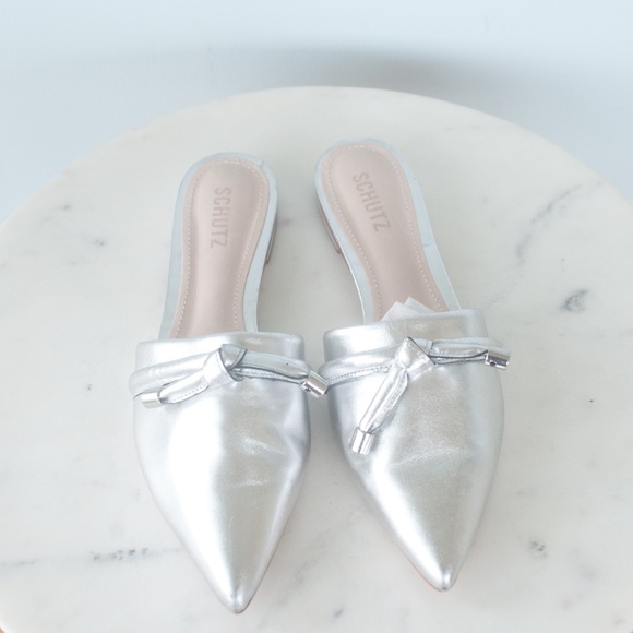 schutz silver mules